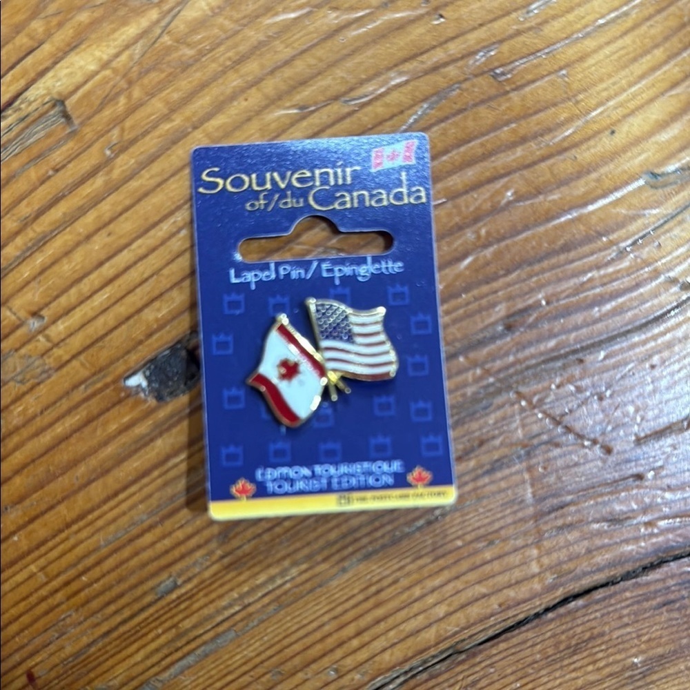 USA and Canada Metal Friendship Lapel Pin with Butterfly Clasp